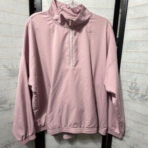 MTA Sport Quarter Zip Windbreaker Jacket 2X Mauve Pink Athleisure Preowned